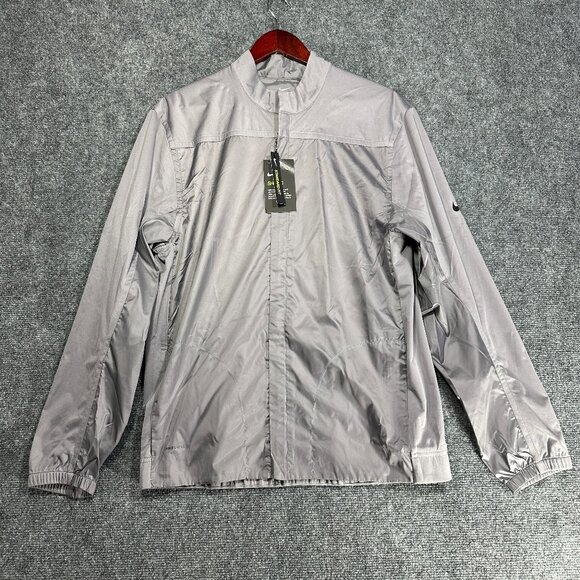 Nike Shield Jacket Mens Medium Gray Standard Fit Zip Up Lightweight Pockets NEW - Picture 1 of 11